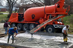 pouring concrete
